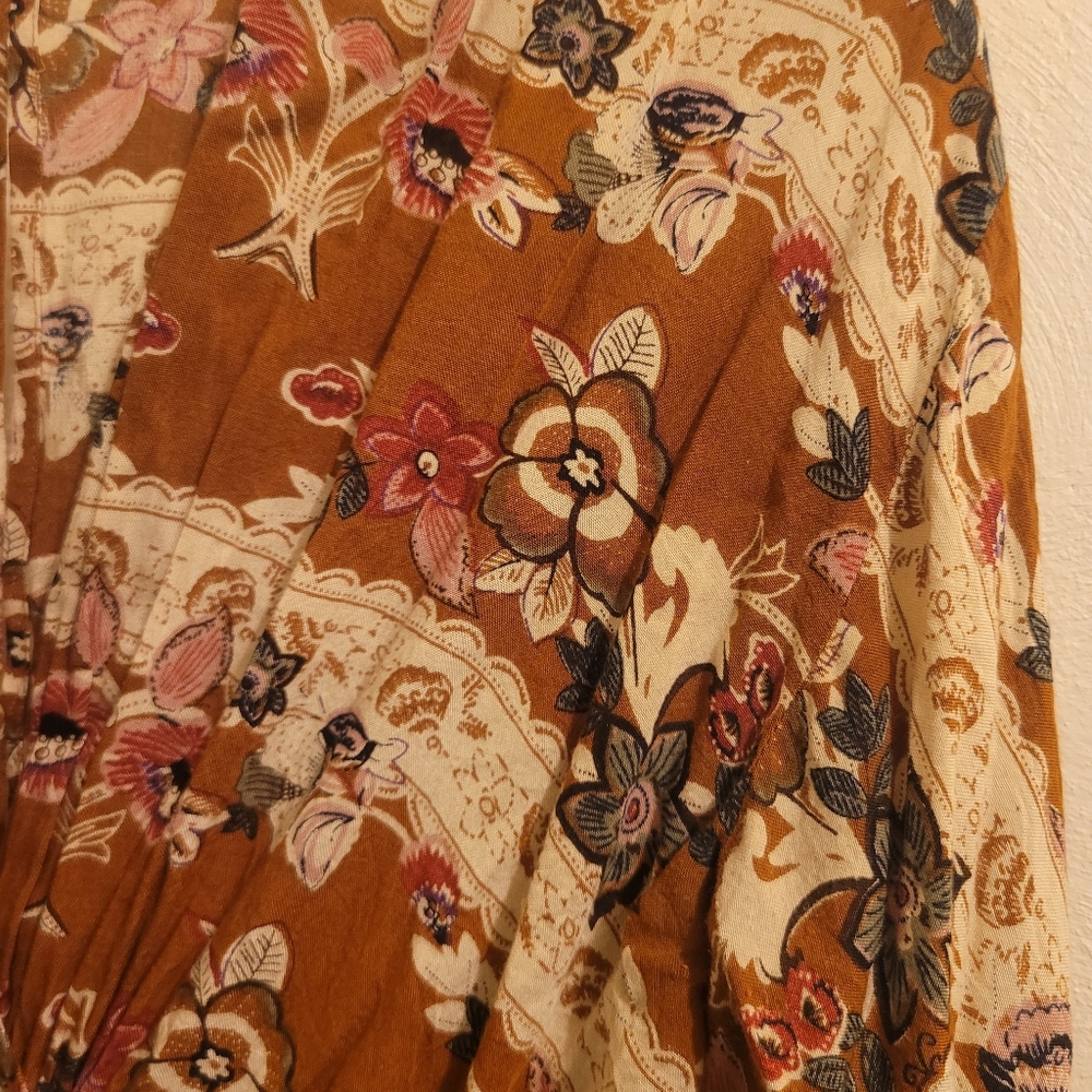 Umgee Boho Kimono Wrap Sheer Maxi Duster Dress Mixed Floral Print Size S - Picture 4 of 6